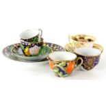 A Coalport style cup and saucer, a similar can, and a small collection of other 19thC English porcel