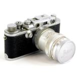 A 1947 Leotax Special DII camera, an exact Japanese copy of a Leica II, serial number 12648, the cam