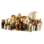 A large quantity of stoneware bottles, jars, a bed warmer, inkwell, etc. (3 boxes)