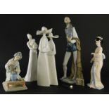 Various Lladro and other style figures, to include an oriental lady with vase, marked Lladro, 19cm h