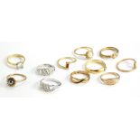 Ten various modern dress rings, all stone set, some Avon.