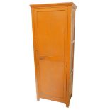 A very early 20thC painted pine cupboard, with panelled door on block stiles, with a moulded fixed c