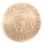 A William and Mary half crown coin, second shield type 1689.