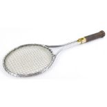 A Wilson T2000 metal racket, with leather bound handle, the same type of racket favoured by Jimmy Co