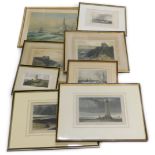 A collection of 19thC and later maritime prints, some relating to lighthouses, to include Dungeness,