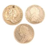 Three various sixpence's, George I 1723, George II 1757 and George III 1787. (3)