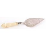 A Victorian silver presentation trowel, Mission Hall Bedford, ivory handle, Sheffield 1897, 8oz all