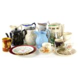 A collection of Victorian Staffordshire pottery commemorative jugs, etc.