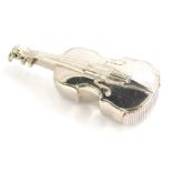 A 20thC plated novelty Vesta case, in the form of a cello of typical form with hooked top and match