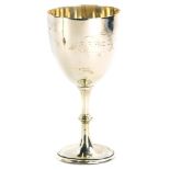 An Edwardian silver trophy, of plain form with a dome foot, engraved R.P.Fed. Cup, London 1907, 3oz,