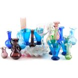 A collection of coloured art glass, to include Mdina mottled vase, etc.