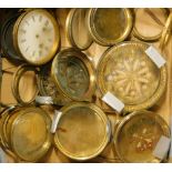 A quantity of mainly French brass clock glasses, bezels, etc.
