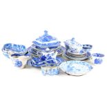 A collection of 19thC and later English pottery and porcelain, blue and white Willow pattern and oth