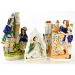 A 19thC Staffordshire flatback figure group of Romeo and Juliet, (restored), a 19thC Staffordshire p