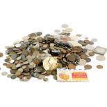 A large quantity of mainly British coins, to include crowns, some foreign coins, etc.