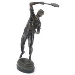 Wilhelm Bormann (1885-1938). A bronze figure of a tennis player, the oval base inscribed EW Griffin,