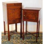 A 19thC mahogany night table, with folding top and another with single door and turned legs. (2)