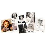Hollywood and other actress photographs, some bearing signatures, to include Sienna Miller, Drew Bar