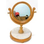 A late 19th/early 20thC continental fruit wood dressing table mirror, with circular plate and marble