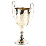 A George V silver two handled trophy, with domed foot, Birmingham 1931, 5¼oz, 19cm high.