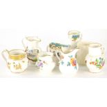 Various late Worcester collectable jugs, to include cabbage leaf, Chelsea ewer, cream jug, 9cm high,