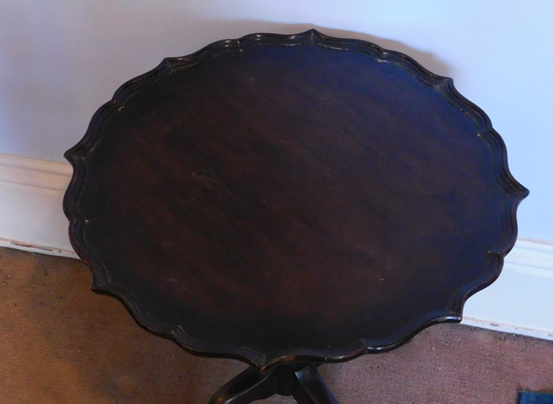 A Georgian mahogany style occasional table, with a pie crust top and four out splay legs, with ball - Image 2 of 2