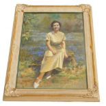 Stanley Flockton Foster (20thC). Portrait of a lady in yellow dress, pastel, signed and dated 1956,
