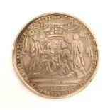 A William and Mary coronation medallion 1689, 5cm diameter.