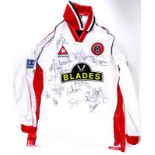 A Sheffield United football team signed shirt, chest size 50/52 inches.