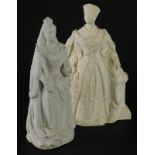 A Parianware figure of Queen Victoria, 21cm high and another, 20cm high. (2)