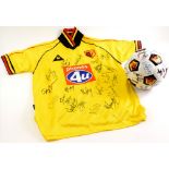 A Watford FC signed shirt, and a signed football circa 2000-2001.