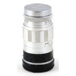 A Leitz 90mm f2.8 Elmarit Telephoto lens, with bayonet fit, serial number 1805214.