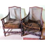 A pair of barley twist and bergere library chairs. (AF)