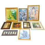 After De Jonjhe. Dolly's Teatime print, 40cm x 31cm, various other Impressionists prints, frames, et
