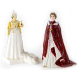 Two Royal Worcester porcelain figures of Queen Elizabeth II.