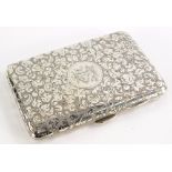 An Edward VII silver note book case, with engraved decoration fitted interior, propelling pencil, Lo