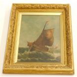 Phebe Backhouse (19thC). Fishing smack at sea, oil, signed and dated, 49cm x 36cm.
