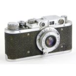 A 1947-53 Fed If camera, a Russian copy of the Leica II, fitted with a Fed 50mm f3.5 lens.