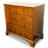 A 19thC flame mahogany chest, of three long and two short graduated drawers, with brass solid back p