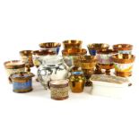 Various 19thC pottery and effects, Worcester goblets, 15cm wide, (AF), various copper lustre goblets