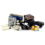 A quantity of camera equipment, to include a Konica FT-1, an Admira 811A-9,1, 9 cine camera, etc.