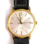 An Omega gold plated presentation gentleman's wristwatch, engraved to the back S.P.1918-1968, with l