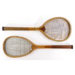 Two vintage early 20thC tennis rackets, to include a Clapshaw and Cleave Lady's Avenue racket, and a