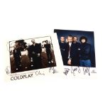 Two signed Coldplay photographs, issued direct from their PA.