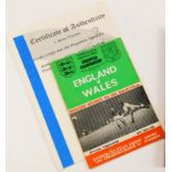 A signed football programme for the match between England vs Wales 1966, bearing signatures of Gordo