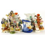 Various 19thC Staffordshire pottery, an Allertons style Toby jug, transfer printed with a Willow pat