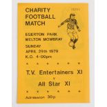 A signed programme for a charity football match TV entertainers XI vs All Selby Stars XI, to include