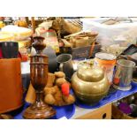 Bygones, collectables etc., to include Skybolt cased binoculars, a pair of turned oak candlesticks,