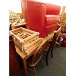 A collection of furniture, to include a pine kitchen table, 74cm high, 120cm wide, 75cm deep, oak st