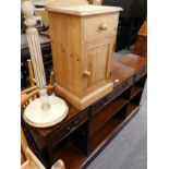 A side cabinet, pine pot cupboard and a jardiniere stand. (3)